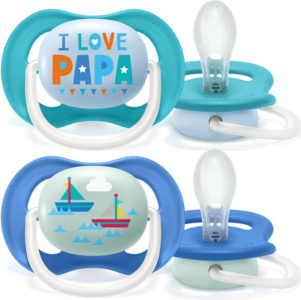 Philips Avent Happy Ultra Air Πιπίλες Σιλικόνης 6-18 μηνών Καραβάκι-I love Papa Σετ 2τμχ