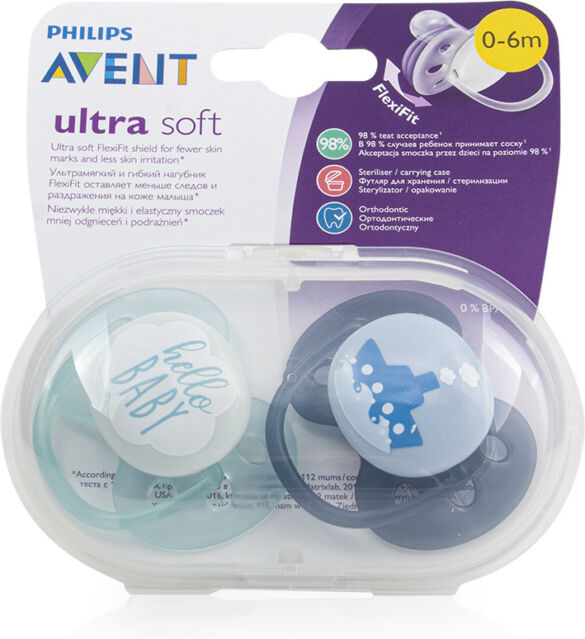 Philips Avent Ultra Soft Πιπίλες Σιλικόνης 0-6 μηνών Καραβάκι-Hello Baby Σετ 2τμχ - Image 3