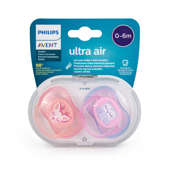 Philips Avent Ultra Air Πιπίλες Σιλικόνης 0-6 μηνών Ελαφάκι-Κουκουβάγια Σετ 2τμχ - Image 3