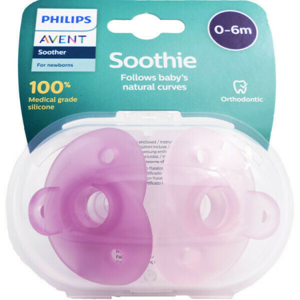 Philips Avent Soothie Πιπίλες Σιλικόνης 0-6 μηνών Ροζ Σετ 2τμχ - Image 2