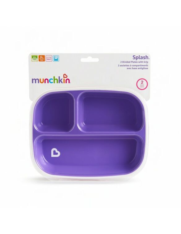 Munchkin Splash Toddler Divided Plates Ροζ/Μωβ 2τμχ - Image 2